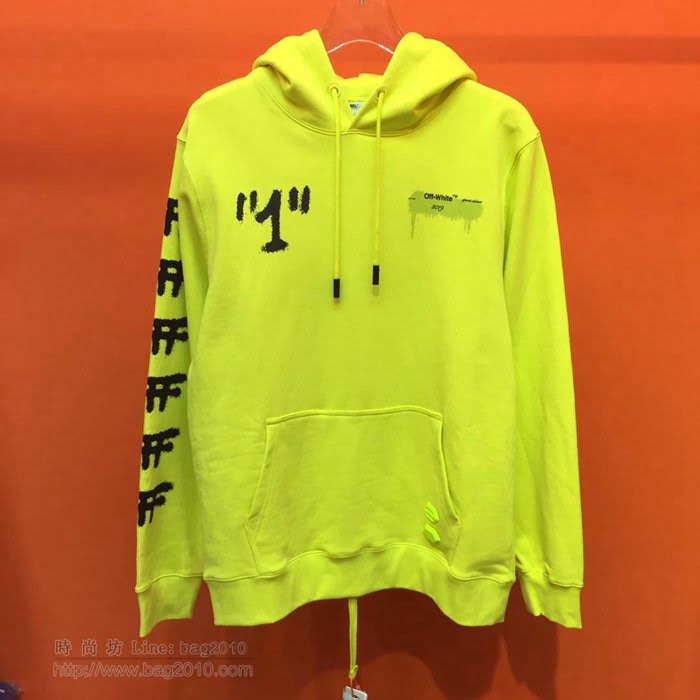 OffWhite男裝 19-20FW新款 最高品質 off螢光色連帽套頭衛衣 男士秋季新款單品  tzy2276